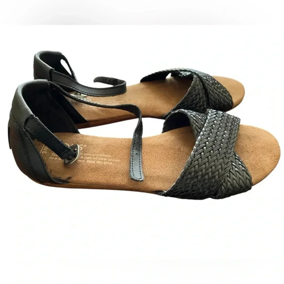 Toms brown and black flat  sandals size 5 - Picture 2 of 6